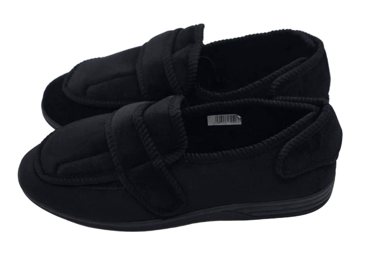 Men's Wide Fit Double Strap Touch-Fasten Slippers