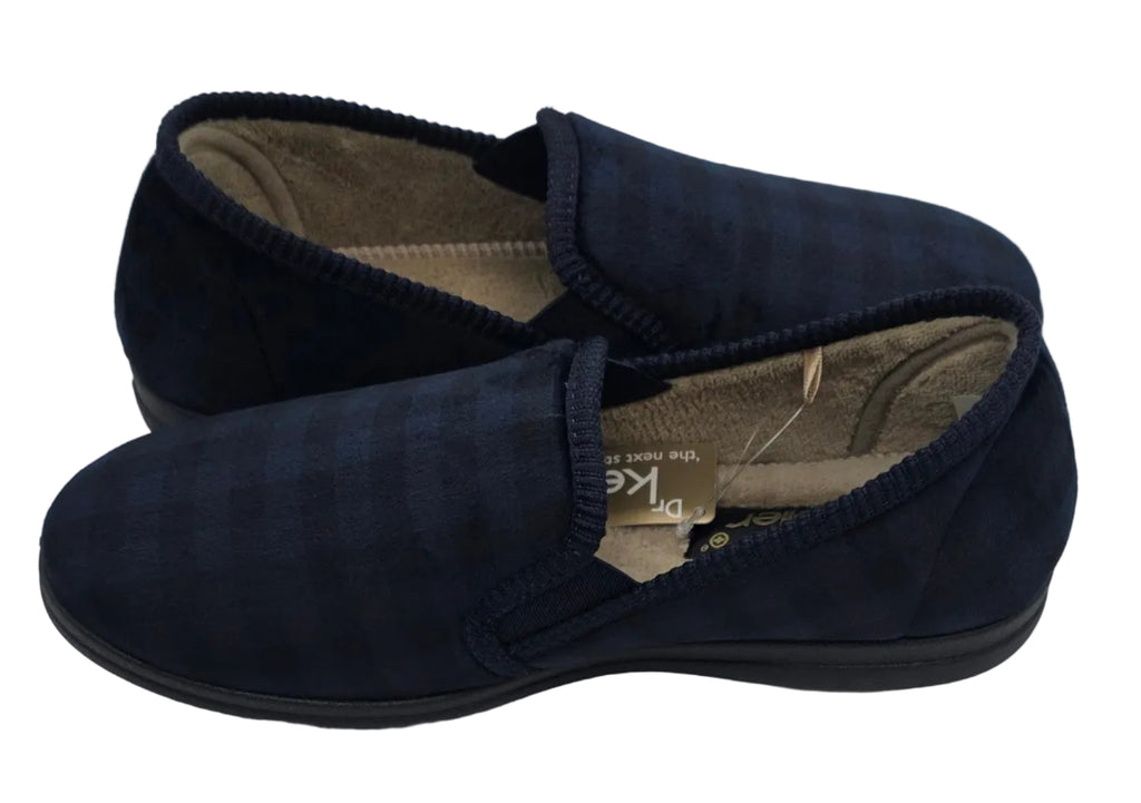 Dr Keller Men's Checked Plaid Slip-On Slippers