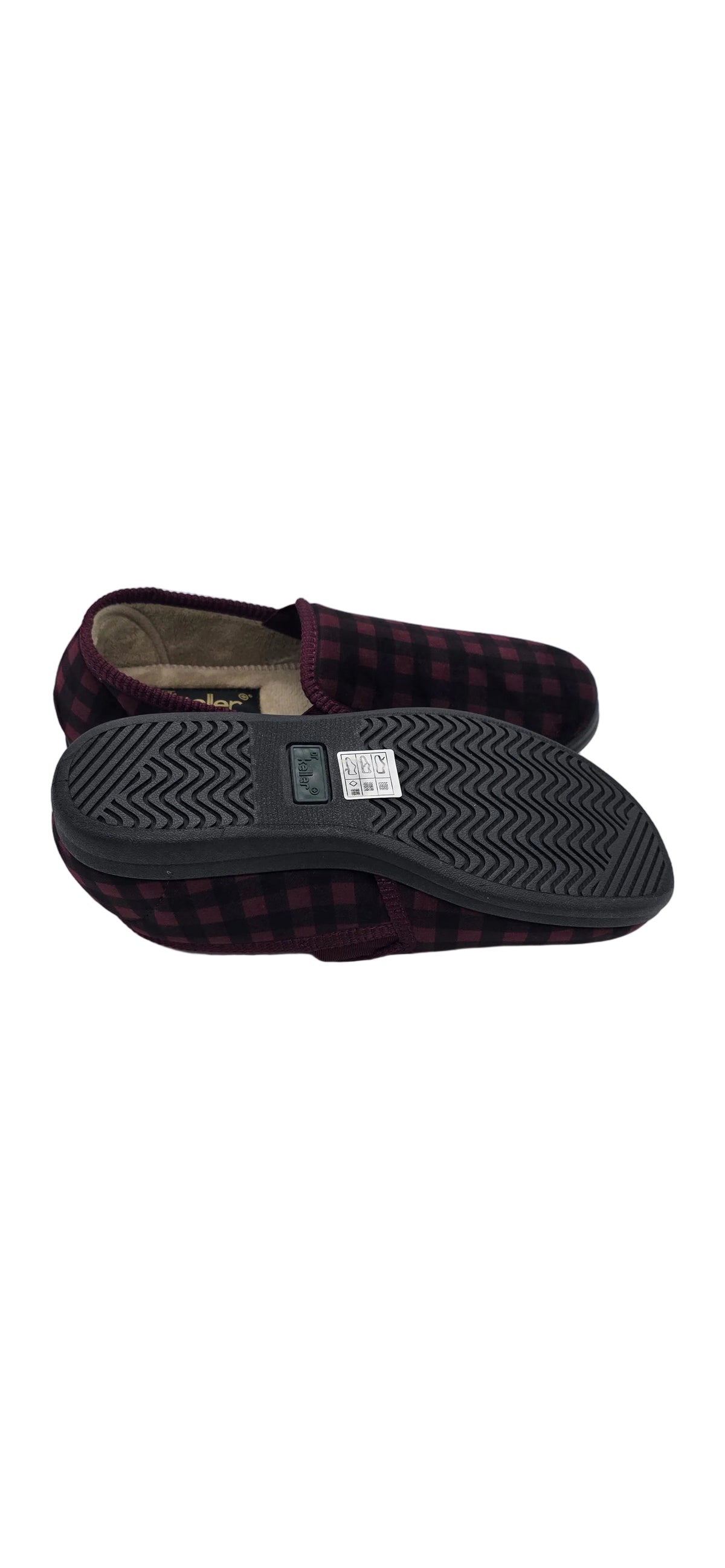 Dr. Keller Checked Slip-On Slippers in Burgundy