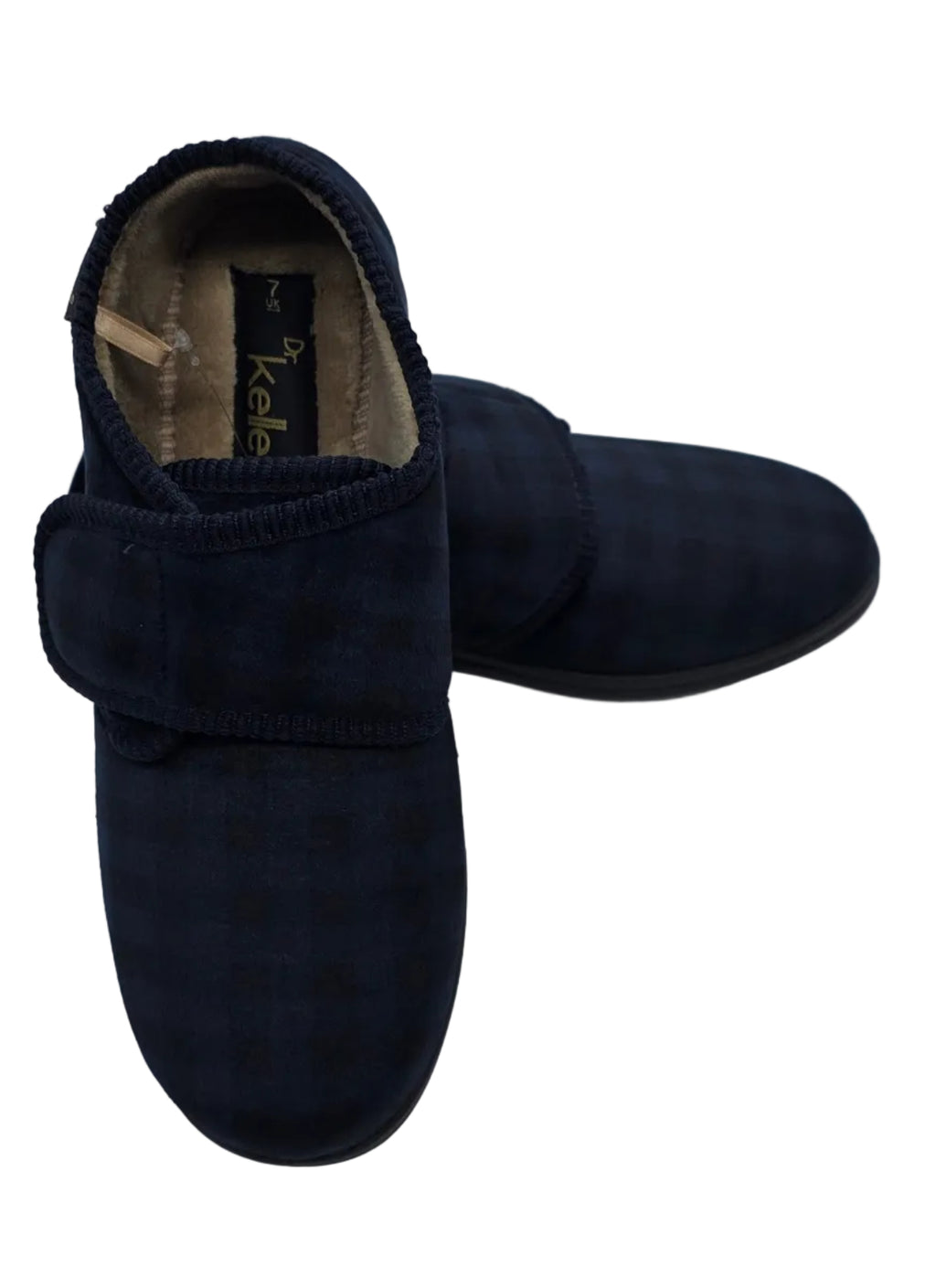 Dr Keller Navy Check Adjustable Slippers