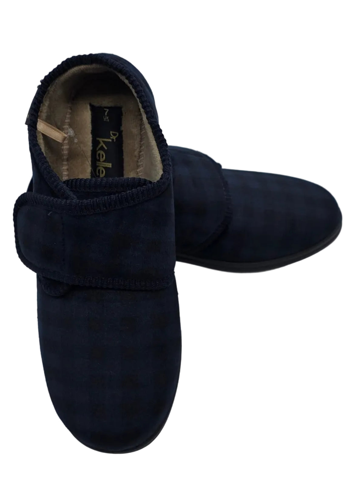 Dr Keller Navy Check Adjustable Slippers