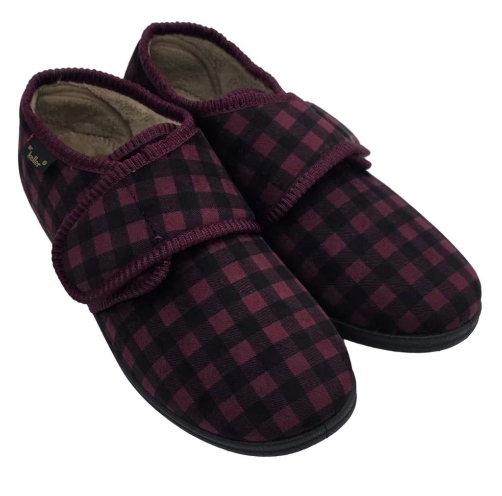 Burgundy Check Adjustable Slippers
