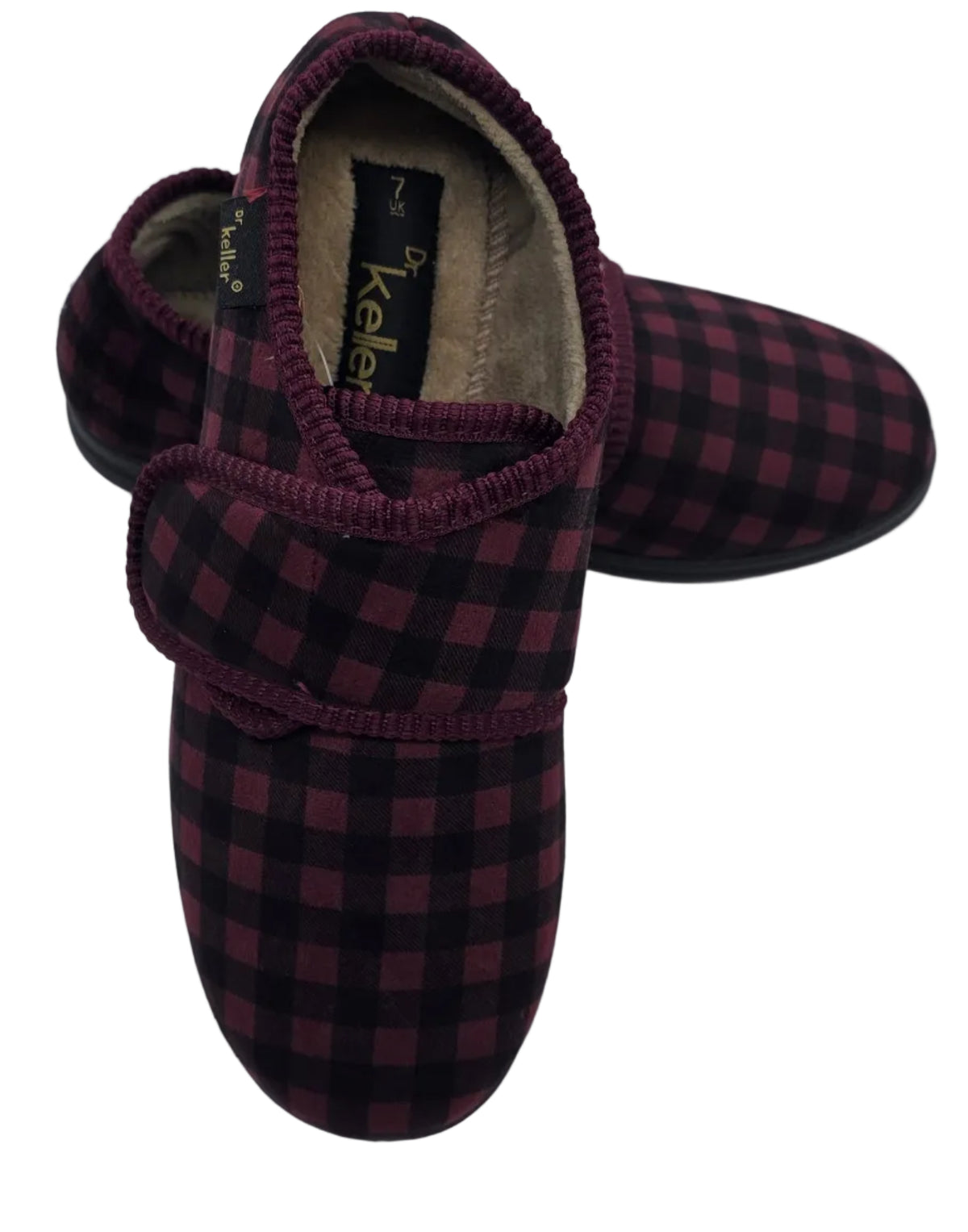 Burgundy Check Adjustable Slippers
