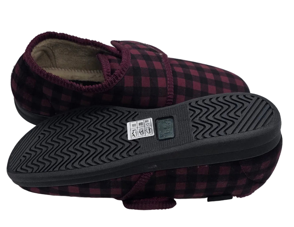 Burgundy Check Adjustable Slippers